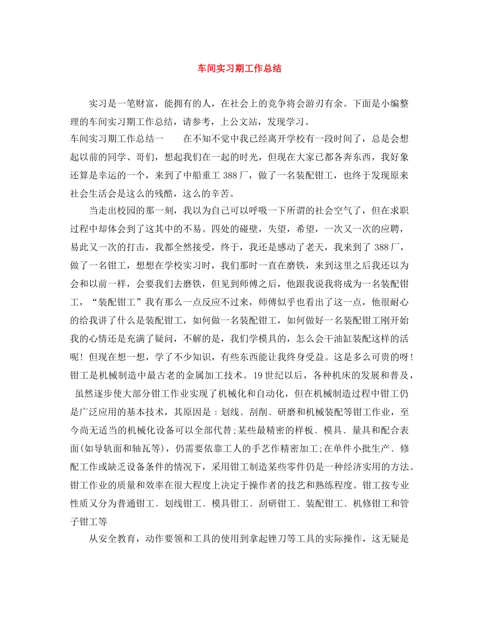 车间实习期工作总结 _第1页