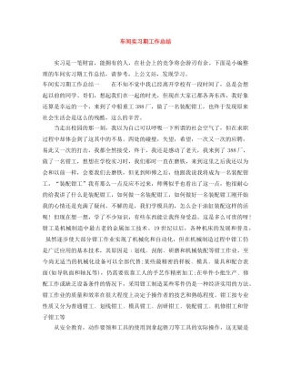 车间实习期工作总结 