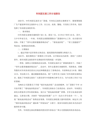 车间团支部工作计划报告 