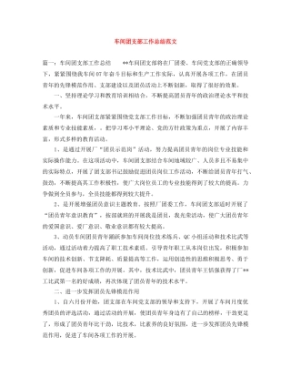 车间团支部工作总结范文 