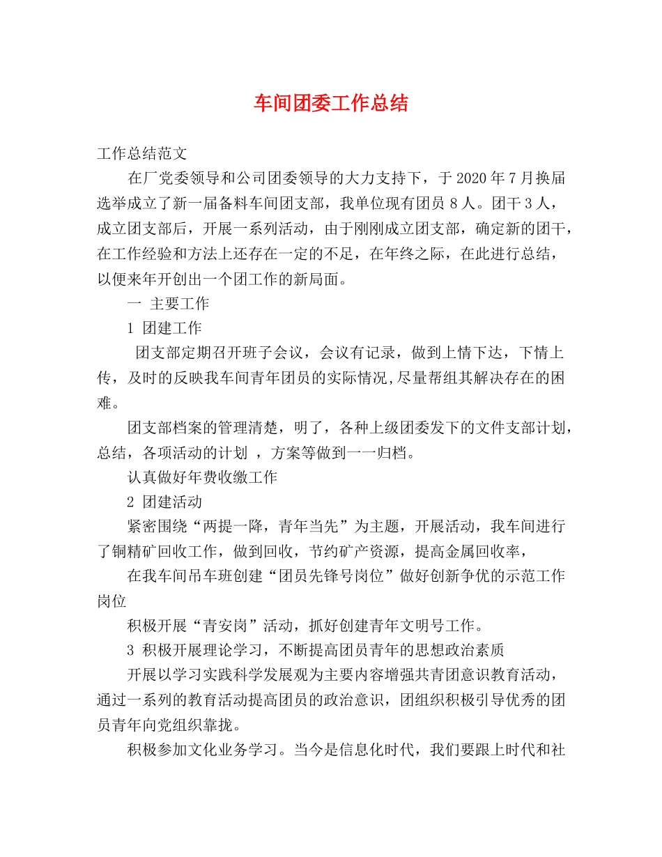 车间团委工作总结 _第1页