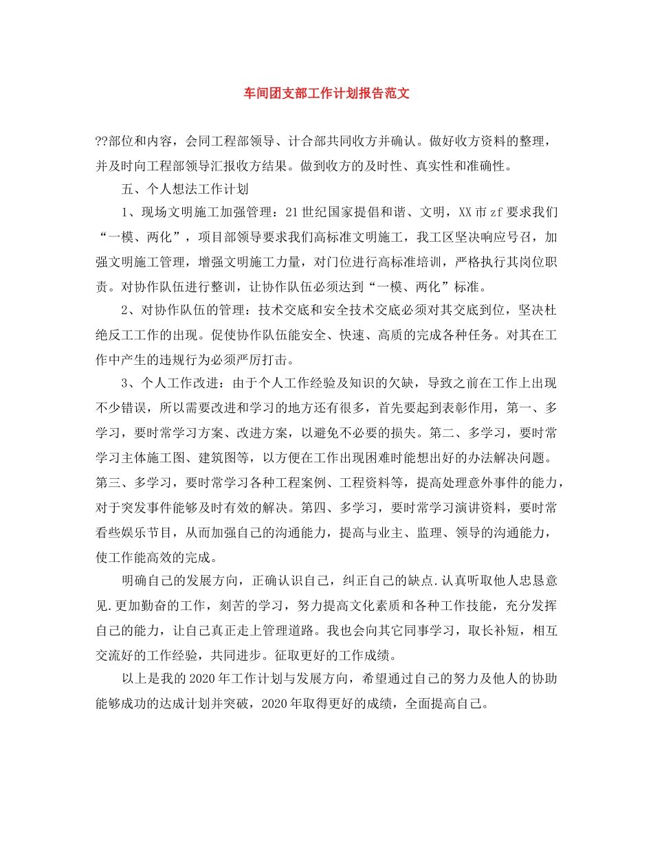 车间团支部工作计划报告范文 _第1页