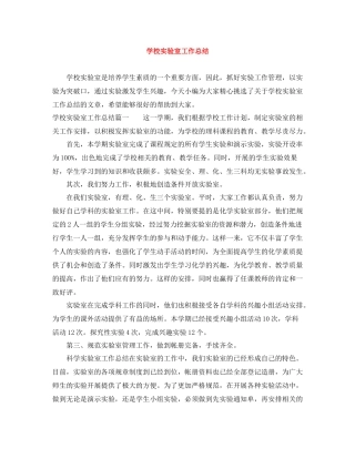 学校实验室工作总结