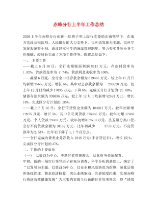 赤峰分行上半年工作总结 