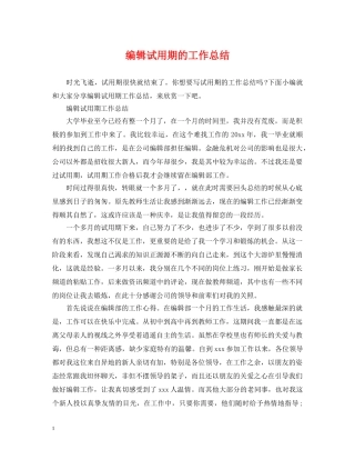 编辑试用期的工作总结 