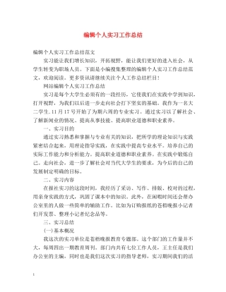 编辑个人实习工作总结 