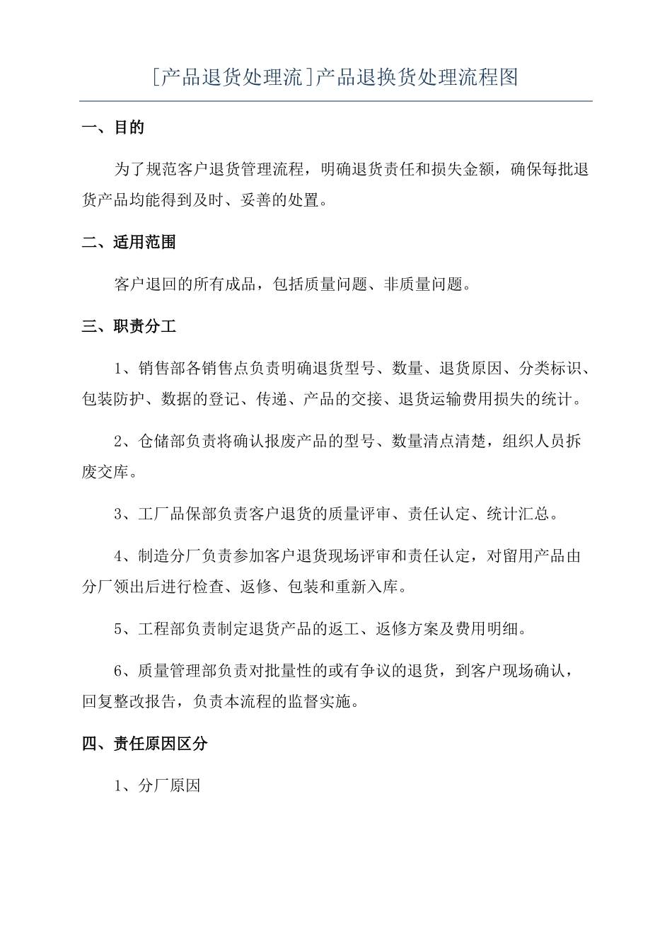 产品退货处理流产品退换货处理流程图_第1页