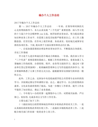 编办个人工作总结 