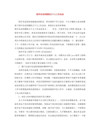 程序员试用期转正个人工作总结 