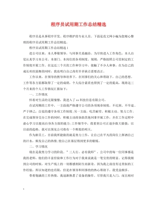 程序员试用期工作总结精选 