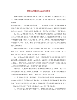 程序员试用期工作总结及转正申请 