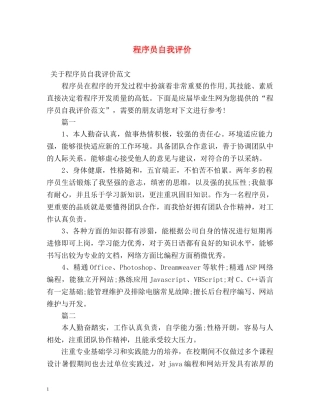 程序员自我评价 