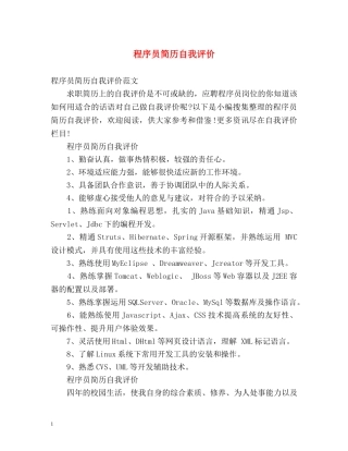 程序员简历自我评价 