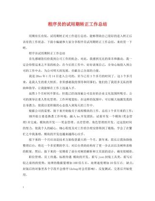 程序员的试用期转正工作总结 