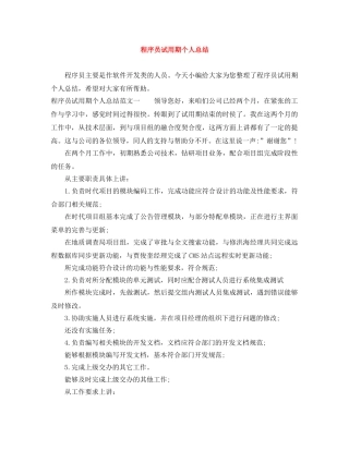 程序员试用期个人总结 