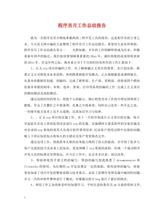程序员月工作总结报告 