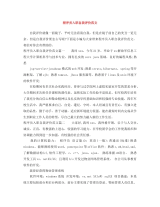 程序员入职自我评价范文 