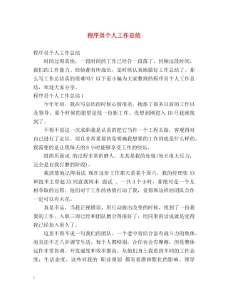 程序员个人工作总结 