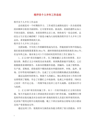 程序员个人半年工作总结 