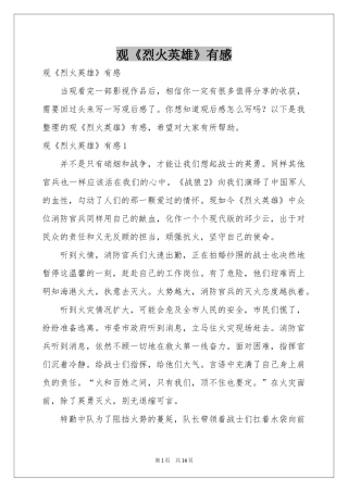 观《烈火英雄》有感