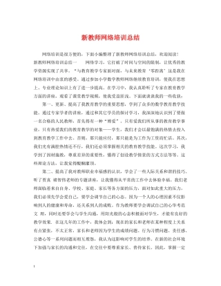 新教师网络培训总结