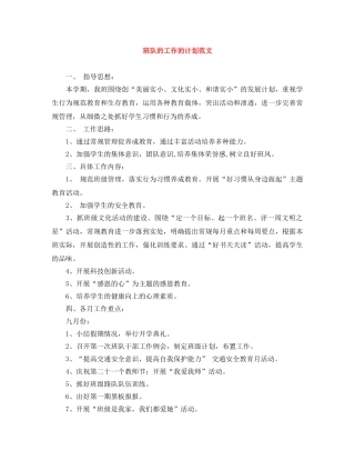 班队的工作的计划范文 