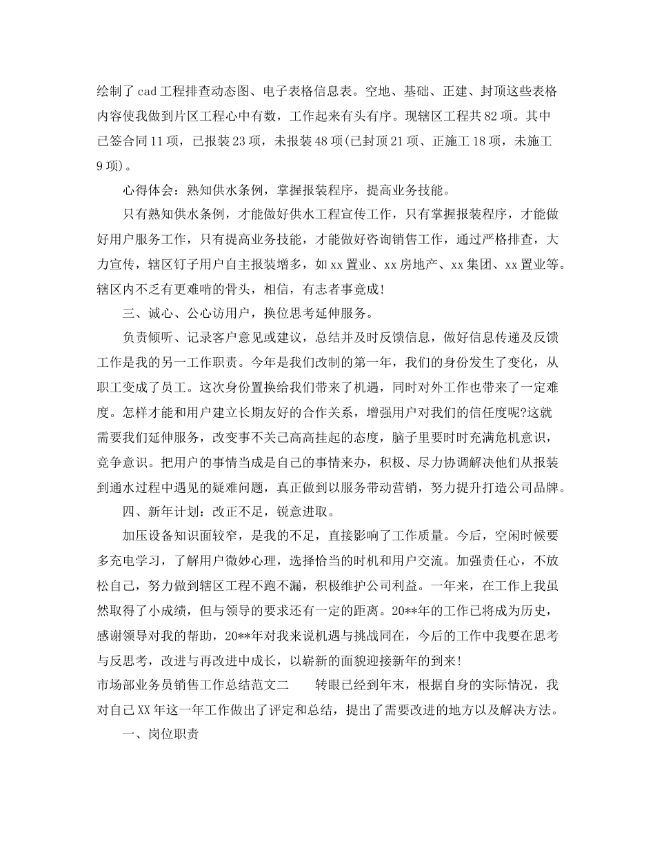 市场部业务员销售工作总结_第2页