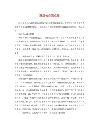 班组长自我总结 