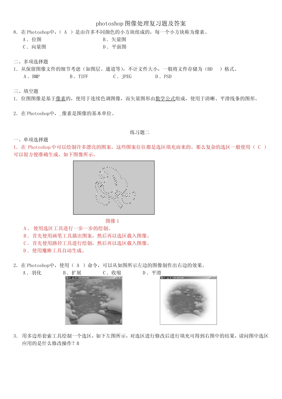 photoshop图像处理复习题及答案 _第2页