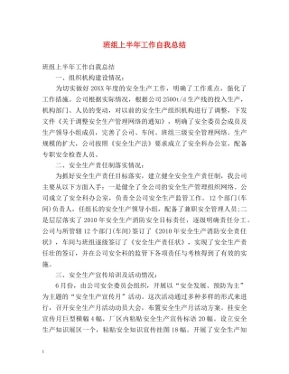 班组上半年工作自我总结 