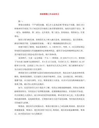 班级禁毒工作总结范文 