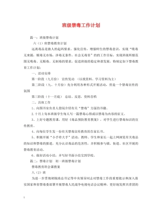 班级禁毒工作计划 