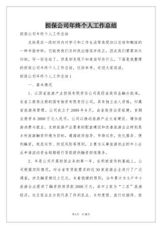 担保公司年终个人工作参考总结