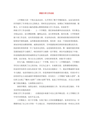 班级大学工作总结 