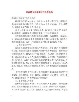 班级团支部学期工作自我总结 