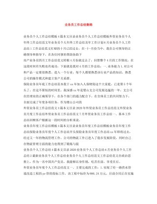 业务员工作总结集锦