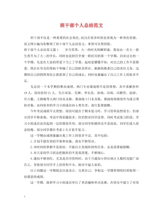 班干部个人总结范文 