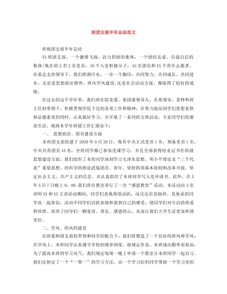 班团支部半年总结范文 