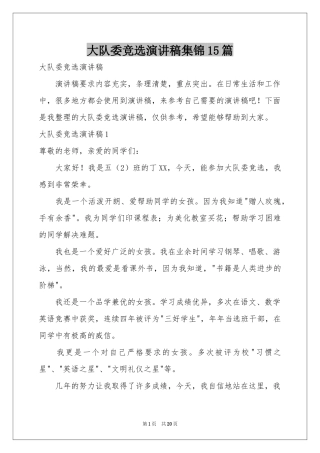 大队委竞选演讲稿集锦15篇