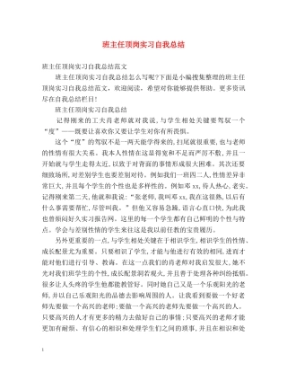 班主任顶岗实习自我总结2 