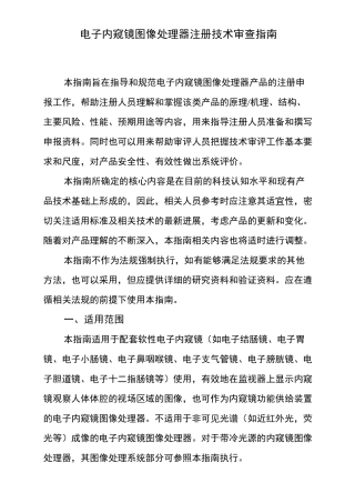电子内窥镜图像处理器注册技术审查指南