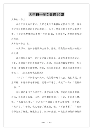 大年初一作文集锦10篇