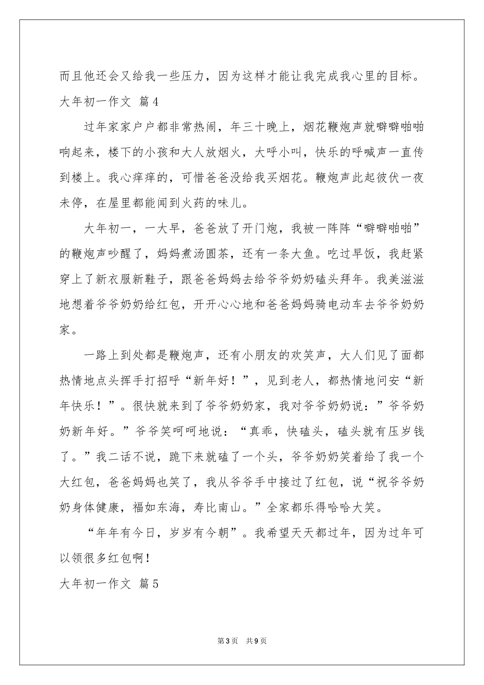 大年初一作文集合9篇_第3页
