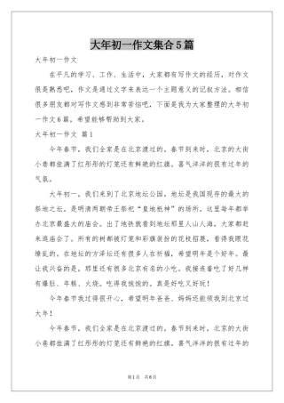 大年初一作文集合5篇