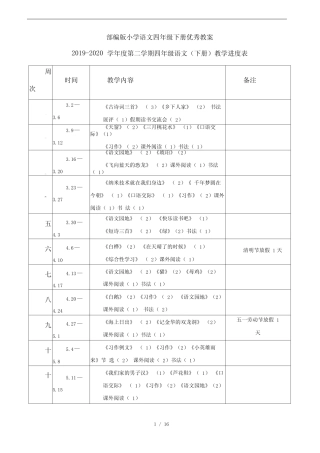 新部编版小学语文四年级下册单元备课 