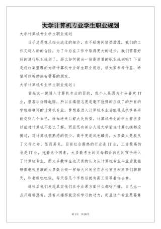 大学计算机专业学生职业规划