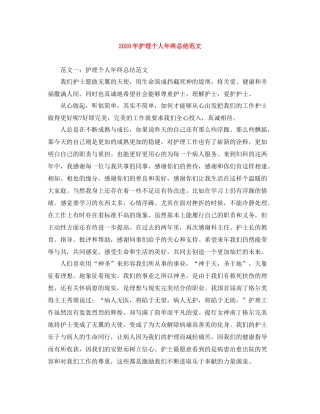 2020年护理个人年终总结范文