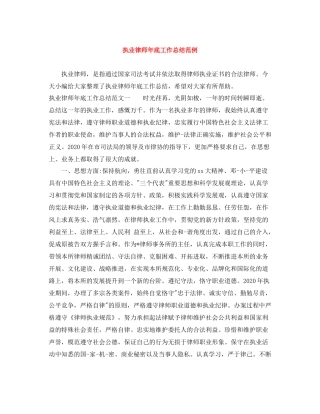 执业律师年底工作总结范例