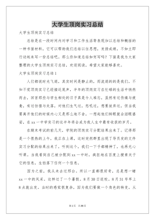 大学生顶岗实习参考总结
