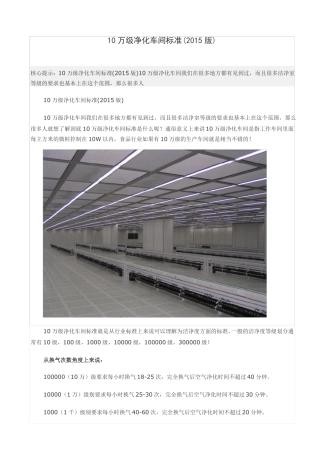 10万级净化车间标准2015版